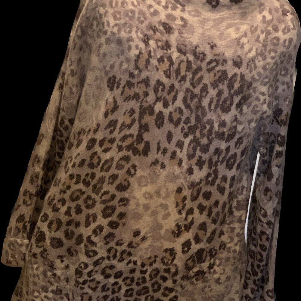 Kinross Cashmere sweater, cashmere, leopard look, size Large, NWT